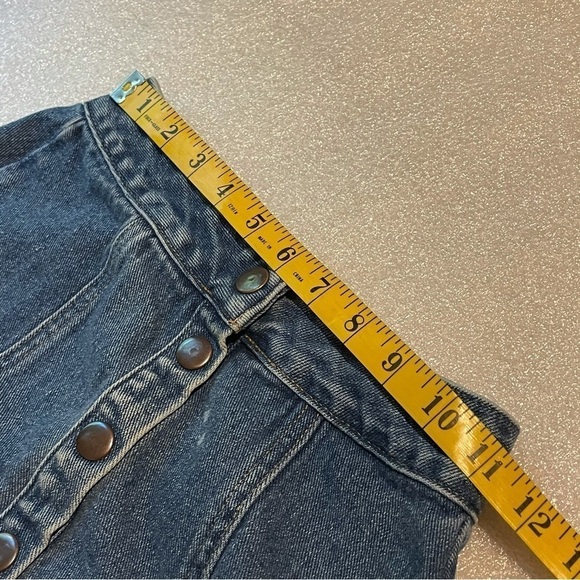 Brandy Melville Front Button Snap Blue Denim Jean Mini Skirt Size 23 - Picture 9 of 10